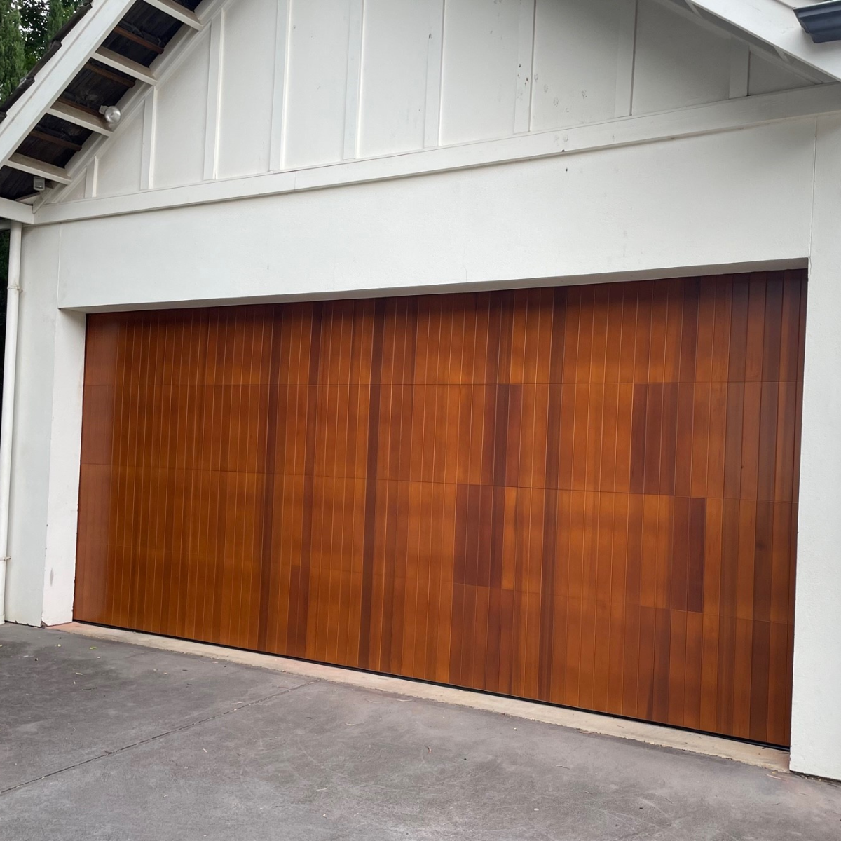 Danmar timber garage door in natural Western Red Cedar